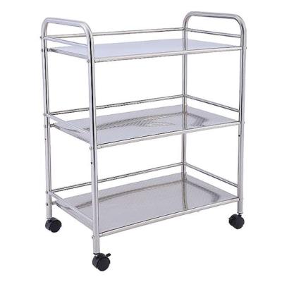 China 3 Tier Stainless Steel Food And Fruit Storage Shelf Hand Cart Sustainable Carts for sale