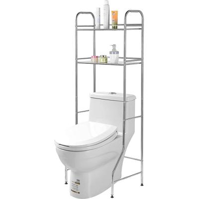 China 2-Tier Stored Over The Toilet Organizer Shelf Stainless Steel Metal Bathroom Storage Rack for sale