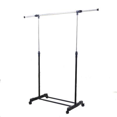 China Space Saving Single Pole Cloth Rack Metal Garment Hanging Rack Clothes Drying Rack for sale