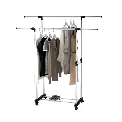 China Multifunctional Space Saving Garment Rail Clothing Organizer Expandable Cloth Hanger Bipolar Rack for sale