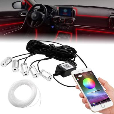 China Car Interior Multicolor Neon Wire RGB LED Atmosphere Light 6m EL Strip Light Phone APP Control Atmosphere Light for sale