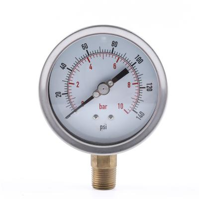 China Brass Pressure Gauges Thread Stainless Steel Half For Hydraulic Water Pump Autoclaves for sale