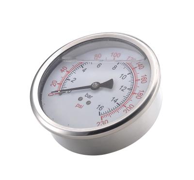 China Brass Glycerin Hydraulic Pressure Oil Filled Axial Gauge for sale