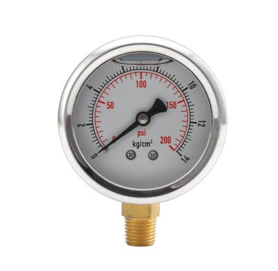 China Brass Oil Filled Radial Pressure Gauge For Liquid Environment for sale