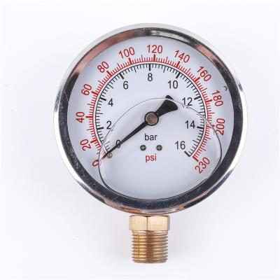 China Brass Tube Glycerin Bourbon Oil Filled Pressure Gauge For Liquid Environment for sale