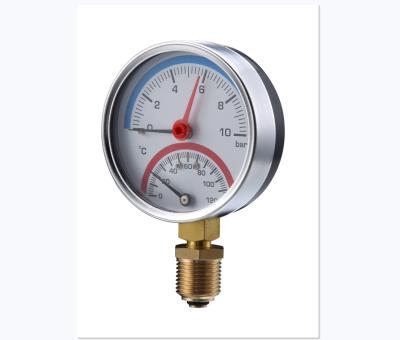 China Best Price Black Steel Connection Brass Thermomanometer For Compressor 80mm for sale