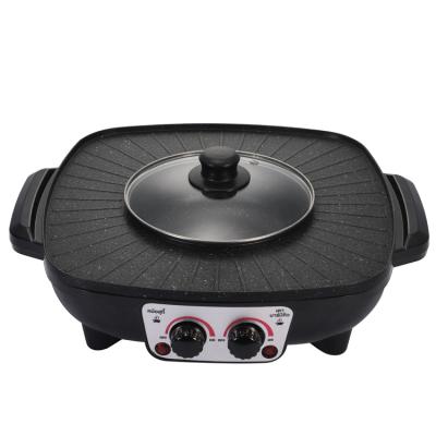 China Korean indoor non-stick household electric hot pot smokeless separate hot pot and barbecue grill for sale for sale