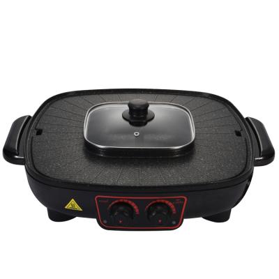 China High Quality Household Two-in-One Multi-Function Grill Pan Indoor Electric Hot Pot Grill for sale