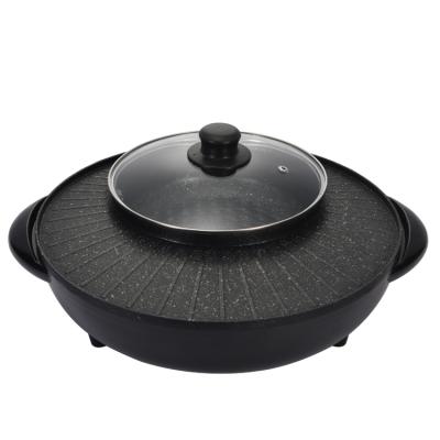 China Household electric grill with round hot pot multifunctional Korean electric grill divided hot pot for sale