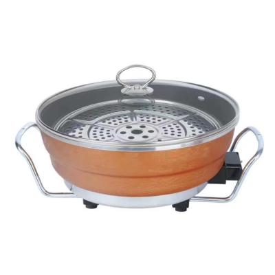 China Hot selling household kitchen non-stick electric pizza pan electric double round tube pot steamer heating for sale