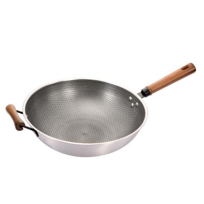 China 32cm Stainless Steel Wok Three-Layer Non-Stick Compound Sustainable Frying Steel Forge Pan for sale