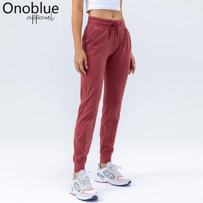 China Onoblue Nu-Feel Fabric Workout Sport Joggers Pants Women Drawstring Waist Fitness Running Joggers With Two Side Pockets for sale