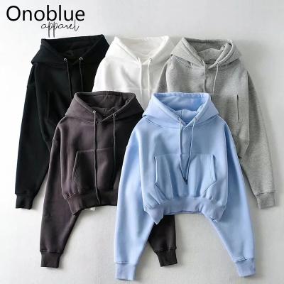 China Wholesale Anti-Wrinkle Women's Winter Drawstring Hoodie Pullover Sweatshirt With Front Pocket for sale