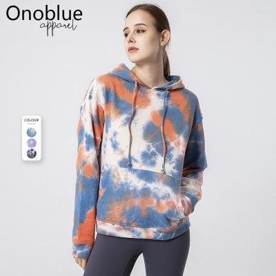 China Women Autumn Winter Hoodie Anti-wrinkle 2021 Long Tops Sheath Sweatshirt 100% Cotton Tie Dye Hoodie for sale