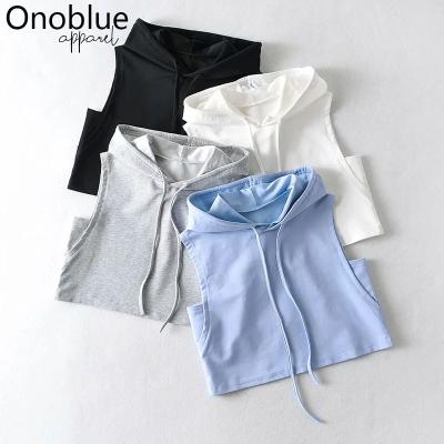 China Wholesale Custom Cotton Blank Sleeveless Crop Women Sweatshirt Anti-wrinkle Top Pullover Hoodie for sale