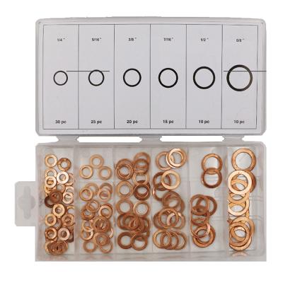 China 110pcs 6 Sizes Metric Copper Flat Ring Washer Gaskets Assortment Set Kit IMPA813080 for sale