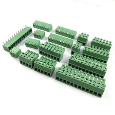 China 3.81mm Pitch PCB Plug-in Screw Terminal Blocks Plug + Right Angle Pin Header for sale