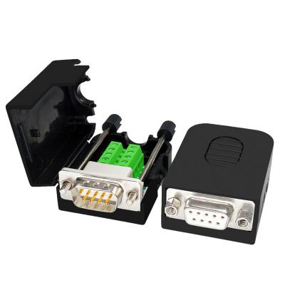 China DB9 D Sub 9 Pin RS232 Serial Port Connectors to Terminal Blocks Adapter with housing for sale