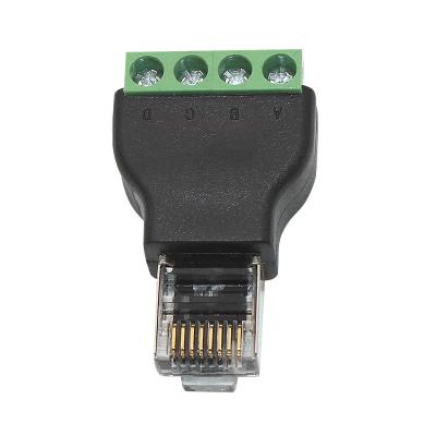 China RJ45 Network Male Plug 8P8C to RS485 4 Pin Screw Terminal Block Adapter for sale