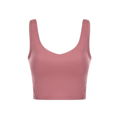 China 2022 Breathable Amazon Tops Selling New Yoga Shockproof Vest With Protection Beauty Deep Back Chest Simple U Bra Yoga Wear Culture Printed Tank Tops for sale