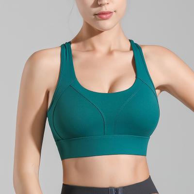 China Breathable Sports Workout Clothes Female Yoga Bra Cavity Mesh Beautiful Back Running Fitness Bra Plus Size Large Chest Sports Yoga Nude Bra for sale