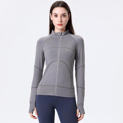 China Breathable New Training Wear Zipper Cardigan Sports Fitness Clothes Long Sleeved Slim Stretch Sweat Absorbent Yoga Running Wear Jacket for sale