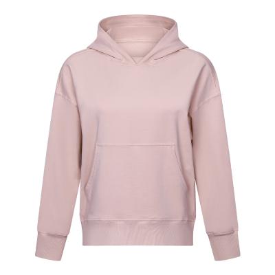 China 2021 Breathable Autumn and Winter New Yoga Solid Color Sports Jacket Solid Color Shoulder Hooded Thick Sweater Women Simple Casual Loose Drop Sweater for sale