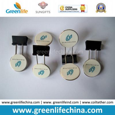 China Fashionable Round Plastic Logo Sheet Office Promotional Binder Clips for sale