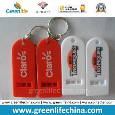 China Custom Silk Screen Printing Flat Thin Whistle W/Split Key Ring for sale