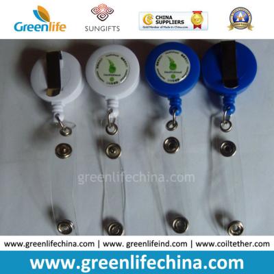 China Cheap White/Blue Plastic Custom Silkscreen Print Retractable Badge Reel for sale