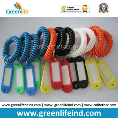 China Plastic Elastic Band Cord Coil Tether W/Name Tag for sale