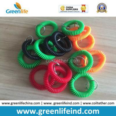 China Promotional Wholesale Plastic Wrist Coil Key Chain W/Split Ring for sale