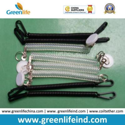 China Chinese Factory Wholesale Black Clear Spring Coiled Keychain Leash for sale