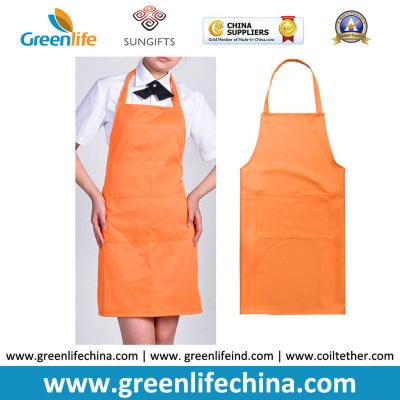 China Hot sale plain orange kitchen cooking apron custom logo available cheap factory price for sale