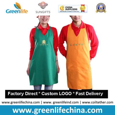 China High quality promotional custom cotton can waist embroidery aprons cheap for advertising for sale