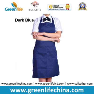 China Fashion popular advertising good polyester bib apron with dark blue color against dirty for sale