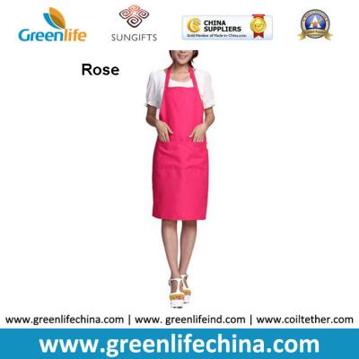 China Plain stock aprons OEM rose color imprinted aprons for advertisment eco-friendly fabric for sale