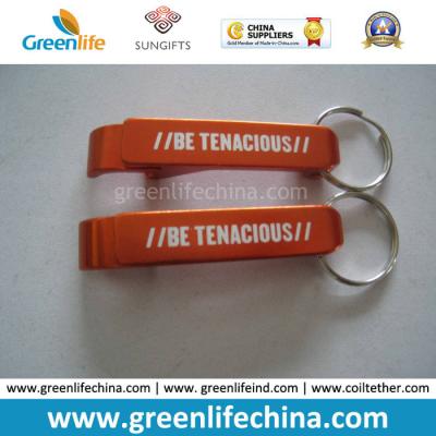 China Promotion Gift Aluminum Custom Orange Color Bottle Opener w/Split Ring Key Holder for sale