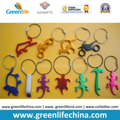 China Hot Selling Metal Bottle Openers w/Stainless Steel Loop Key Chain Holders for sale