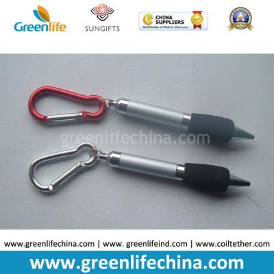 China Hight quality aluminum  carabiner hook links can print custom logo with different colors attach ballpen for sale