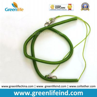 China Dark Green 2m Long Quality Real Steel Coil Fishing Lanyard for sale