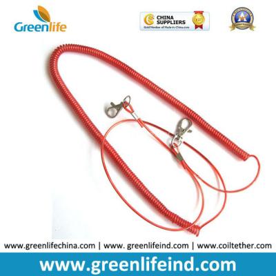 China Red Stopdrop Tooling Coil Lanyard Cable W/Thumb Hook for sale