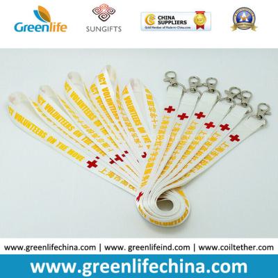 China Neckwear ID Badge Safery Product White Wide Polyester Custom Printed Lanyard w/Snap Hook for sale