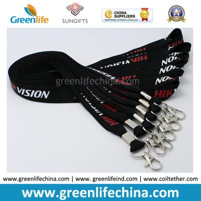 China China Custom Silk Nylon Unique Logo lanyard Black Color 20mm Width w/Thumb Hook for sale