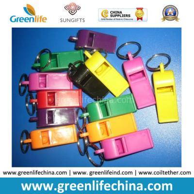 China Muti-Colors Good Quality Plastic Promo Whistle Gifts w/Split Key Ring for sale