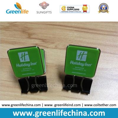 China Custom Green Plastic Panel Advertismental Black Binder Office Paper Clip w/Company Logo Printing for sale