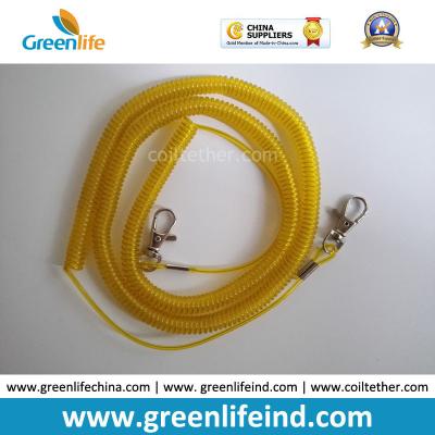 China Wholesale Greenlife Factory Robster Clip Stretch Transparent Yellow 5M Tool Coil Lanyard for Fishing anti-drop for sale