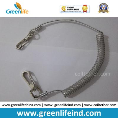 China Transparent Clear Plastic PU Stainless Steel Core Coiled Tether Rope for sale