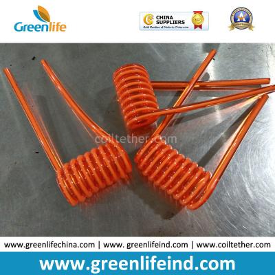 China Plastic White Cord Core Orange PU Coating Fashion Short Spiral Cables for sale