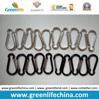 China Alumium Gourd Shape Silver/Black Carabiner Hooks 6CM Length for sale